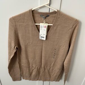 Uniqlo Brown Merino V-Neck Sweater